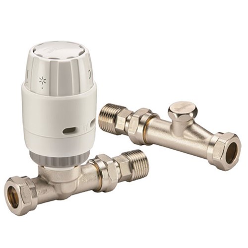 Danfoss RAS-C2 15mm Straight Thermostatic Radiator Valve Combi and Lockshield Valve
