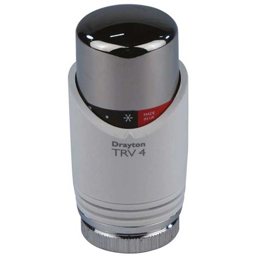 Drayton TRV4 Integral Thermostatic Head Only - Chrome and White