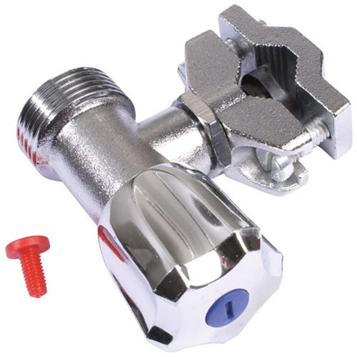 Express Chrome Self Cut Angled Washing Machine Valve 15mm x 3/4"