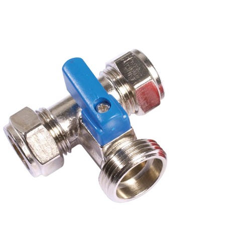 Express Chrome Tee Washing Machine Valve 15mm x 3/4"