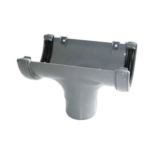 Floplast Half Round 112mm Rainwater Running Outlet - Grey - RO1G
