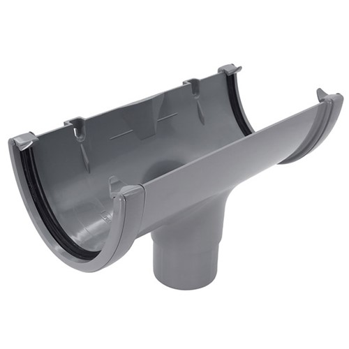 Floplast Hi-Cap 115mm Rainwater 68mm Running Outlet - Grey - ROH1G