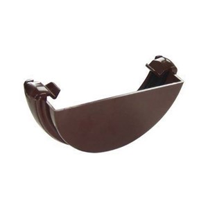 Floplast Half Round 112mm External Stopend - Brown