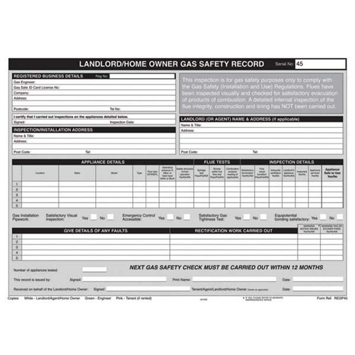 Regin P45 Landlord's Safety Record - REGP45