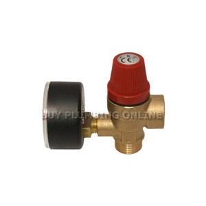 Altecnic 314 1/2" M x 1/2" F BSP 6 Bar with Gauge Safety Relief Valve - 314460
