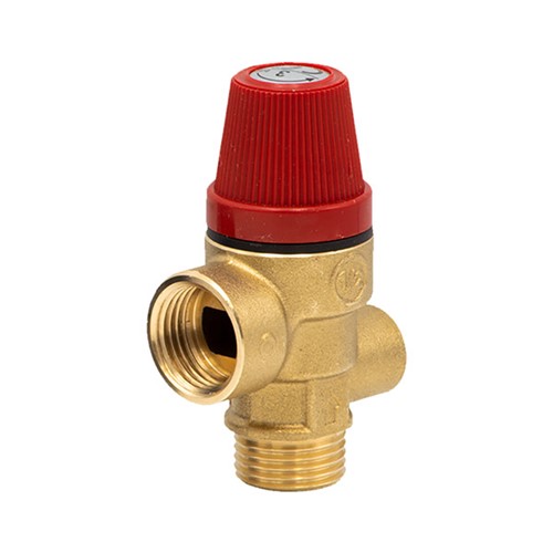 Altecnic 314 Series 1/2" M x F 3 Bar Safety Pressure Relief Valve with Gauge - 314430
