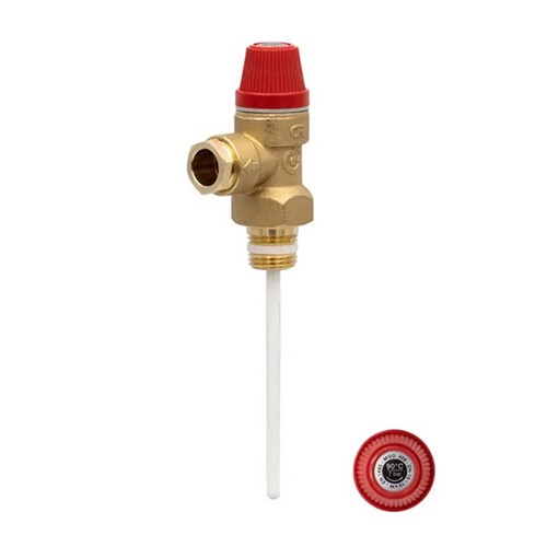 Altecnic 1/2" 90 degree 7 Bar Pressure & Temperature Relief Valve - 309470CST