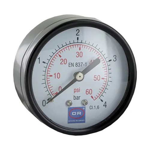 Officine Rigamonti 0240 Series 0-6 Bar 1/4" MBSP Back Connection Pressure Gauge - 0240.000