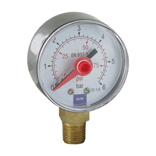 Officine Rigamonti 0300 Series 0-6 Bar 1/4" MBSP Bottom Connection Pressure Gauge - 0300.006