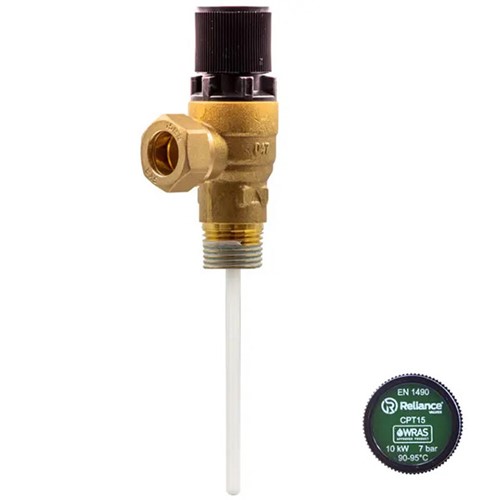 RWC CPT15 1/2" MBSP x 15mm 7 Bar Pressure & Temperature Relief Valve - PTEM540010