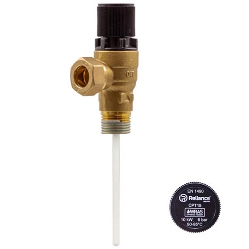 RWC CPT15 1/2" MBSP x 15mm 6 Bar Pressure & Temperature Relief Valve - PTEM540020