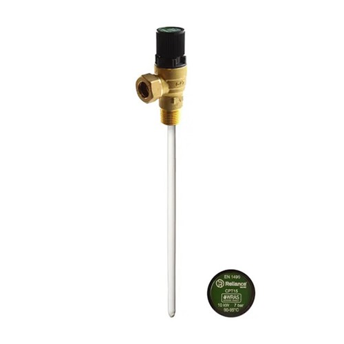 RWC CPT15 1/2" MBSP x 15mm 7 Bar 195mm Pressure & Temperature Relief Valve - PTEM540100