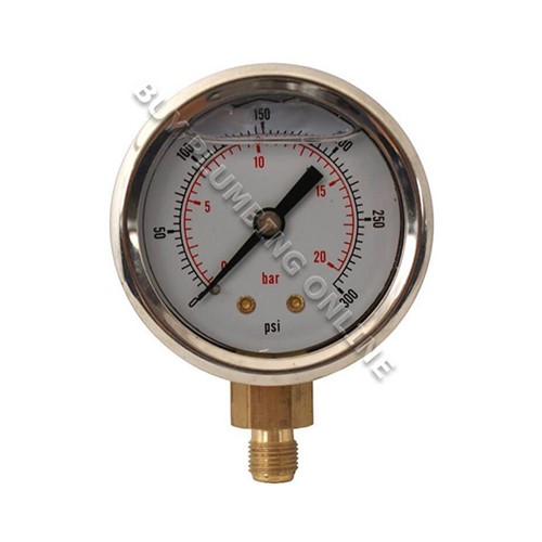 Oil Burner Pressure Test Gauge 20 Bar Glycerine Filled with 1/8" BSP - B122A152J