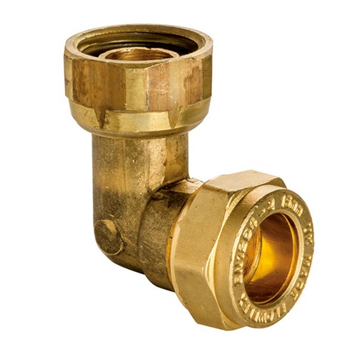 Express Compression Brass Bent Swivel Bent Tap Connector 15mm x 1/2"