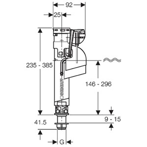 Geberit Fill Valve Type 360 with 1/2" Bottom Water Supply Connection