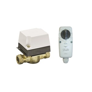 Danfoss Heatplan 2 Channel Programmer - Mains Powered Dial Room Thermostat & Cylinder Thermostat Control Pack - 087N6314