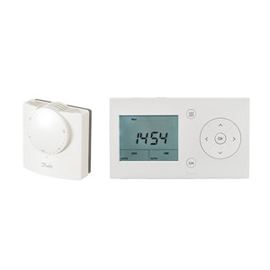 Danfoss Heatplan 2 Channel Programmer - Mains Powered Dial Room Thermostat & Cylinder Thermostat Control Pack - 087N6314