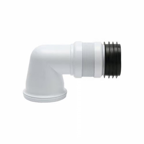 Fluidmaster Euroflo 90 degree 400-730mm Long Extender Pan Connector White - ZB38405