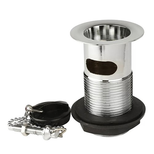 Epson Brass Body Slotted Basin Waste, Black PVC Plug, Chain & Stay - Chrome