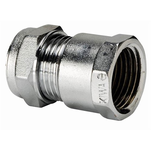 Express Compression Chrome Straight Female Iron Coupling 22mm x 3/4"