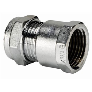 Express Compression Chrome Straight Female Iron Coupling 22mm x 3/4"