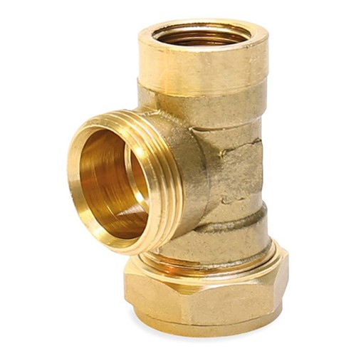 Express Compression Brass Female End Tee 22mm x 1/2" x 22mm