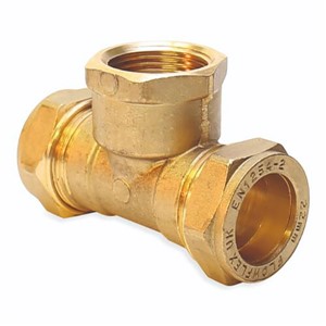 Express Compression Brass Female Iron Centre Branch Tee 28mm x 28mm x 1"