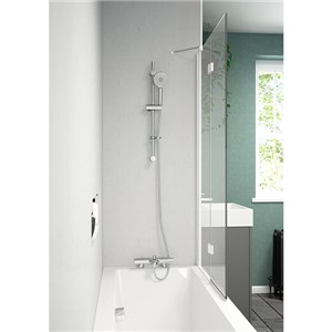 Express Enzo Thermostatic Bath / Shower Mixer with Deck Mounting & Round Riser Kit - Chrome