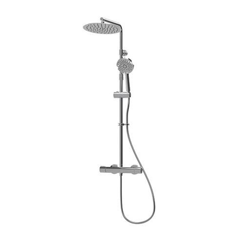 Express Enzo Deluxe Safe-Touch Dual Outlet Thermostatic Shower & Round Riser Kit - Chrome