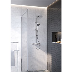 Express Enzo Deluxe Safe-Touch Dual Outlet Thermostatic Shower & Round Riser Kit - Chrome