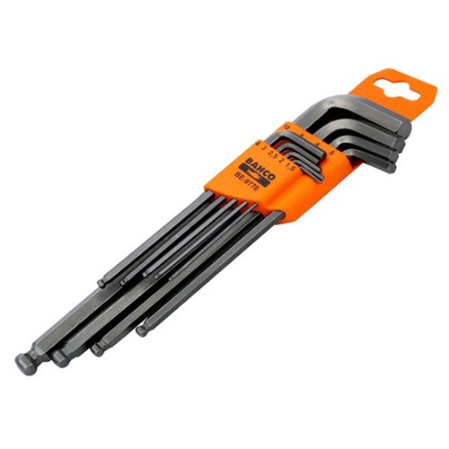 Bahco 9 piece Metric Long Ball End Hex L-Key Set - BE-9770