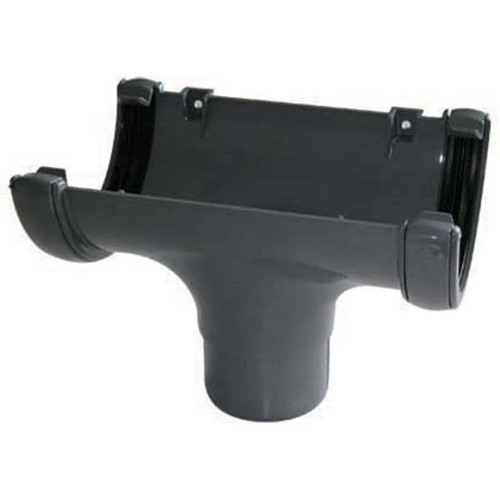 Floplast Half Round 112mm Rainwater Running Outlet - Grey