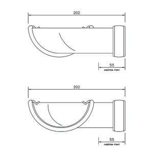 Floplast Half Round 112mm 90 Degree Angle - Grey