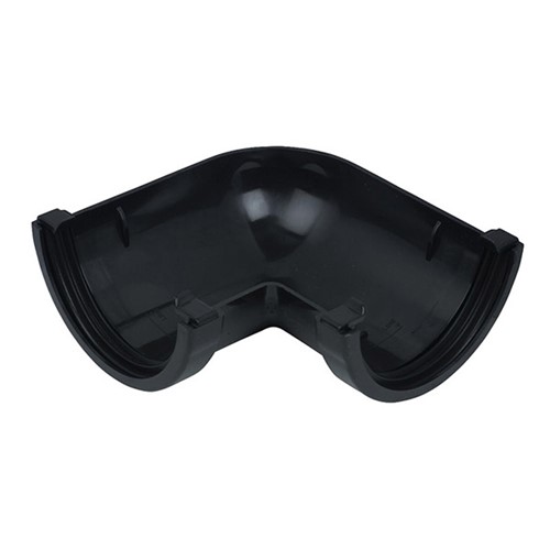 Floplast Half Round 112mm 90 Degree Angle - Black - RA1