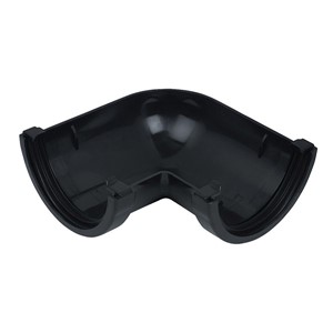 Floplast Half Round 112mm 90 Degree Angle - Black - RA1