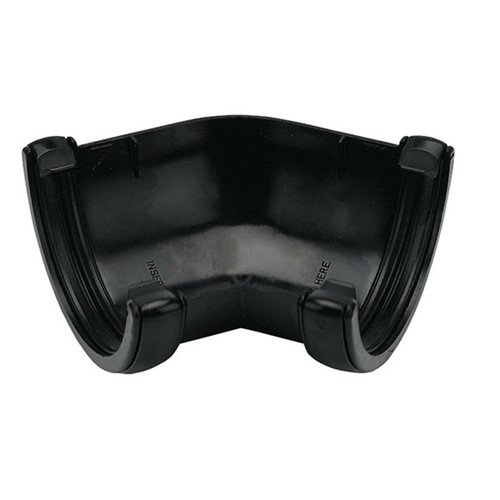 Floplast Half Round 112mm 135 Degree Angle - Black - RA2