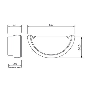 Floplast Half Round 112mm External Stopend - Brown