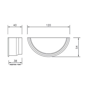Floplast Half Round 112mm Internal Stopend - Black - RE2