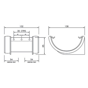 Floplast Half Round 112mm Union Bracket - Black - RU1