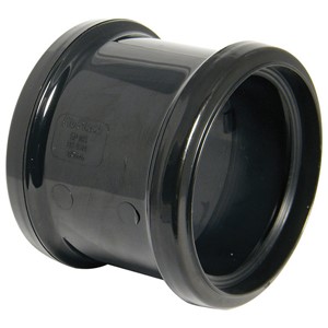Floplast 110mm Ring Seal Soil Double Socket Pipe Coupling - Black