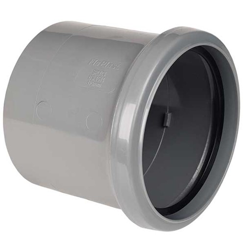 Floplast Ring Seal Soil Single Socket Pipe Coupling - Grey