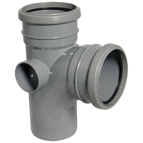 Floplast Ring Seal Soil 92.5 degree Single Branch - Grey