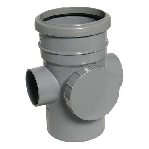 Floplast Ring Seal Soil 110mm Access Pipe Socket / Spigot - Grey - SP274