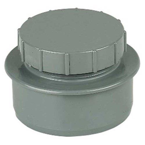 Floplast Ring Seal Soil 110mm Screwed Access Cap - Grey