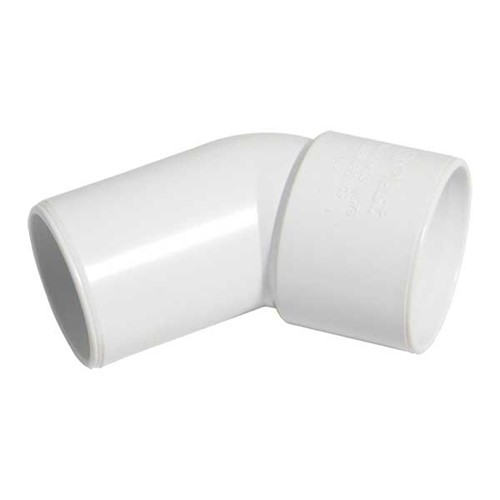 Floplast ABS Solvent Weld 32mm 45 degree Spigot Bend - White - WS76