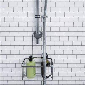 Croydex Shower Riser Rail Hook Over Caddy Chrome - QM260441