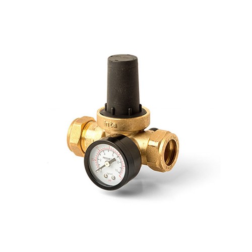 Inta Trade-Tec 22mm Pressure Reducing Valve & Gauge with 15mm Reducing Set - PRVG22