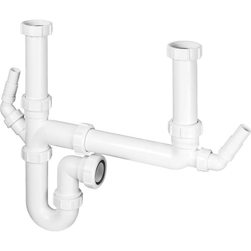 McAlpine Double Bowl Sink Kit with 2 Nozzles - White