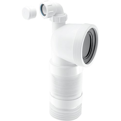 McAlpine 90 degree Flexible WC Connector with Universal Vent Boss - White - WC-CON8FV