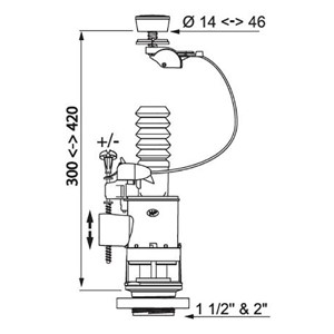 Wirquin Jollyflush Cable Operated 2" / 1.5" Dual Flush Valve